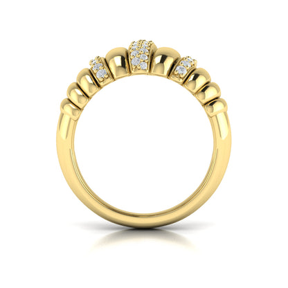Sculpted Dome Triple Pavé Diamond Ring