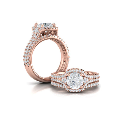Double Halo Pavé Round Engagement Ring