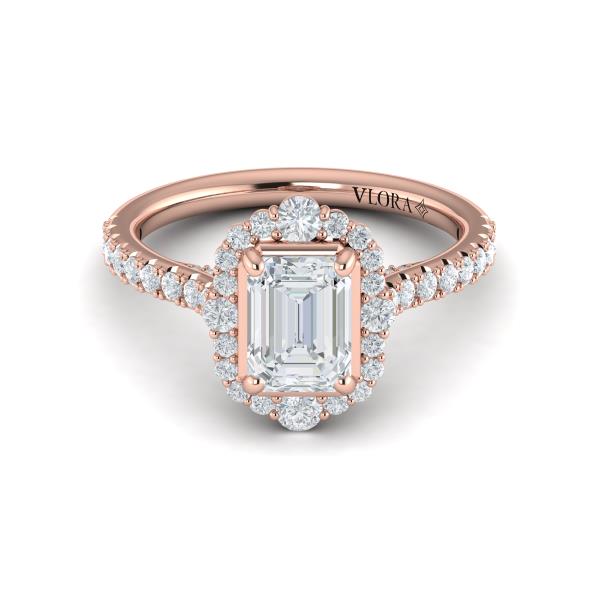 Cathedral Arch Halo Emerald Cut Engagement Ring