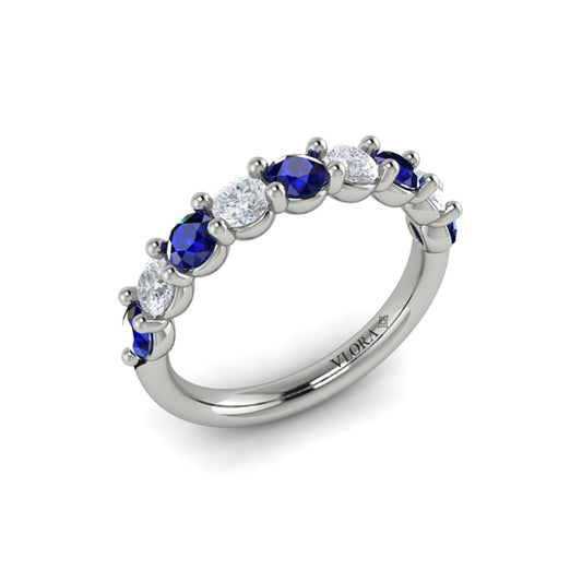 Classic Sapphire and Diamond Stackable Band