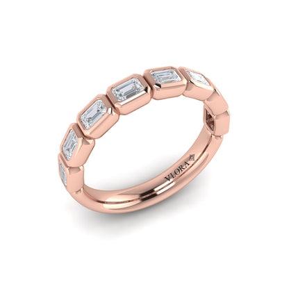 Matching Band for Emerald Cut Bezel Engagement Ring with Bezel Set Accent Diamonds
