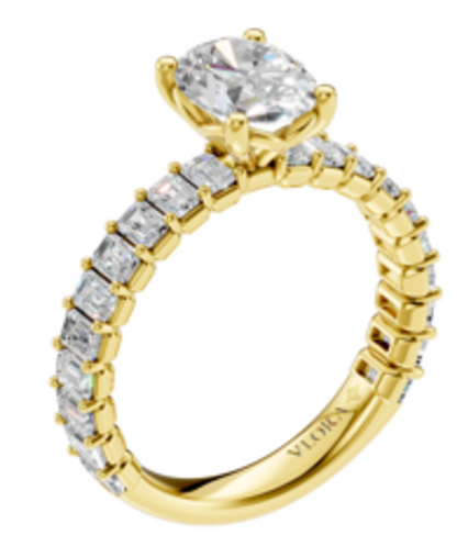 Eterna Oval Engagement Ring with Emerald Cut Band