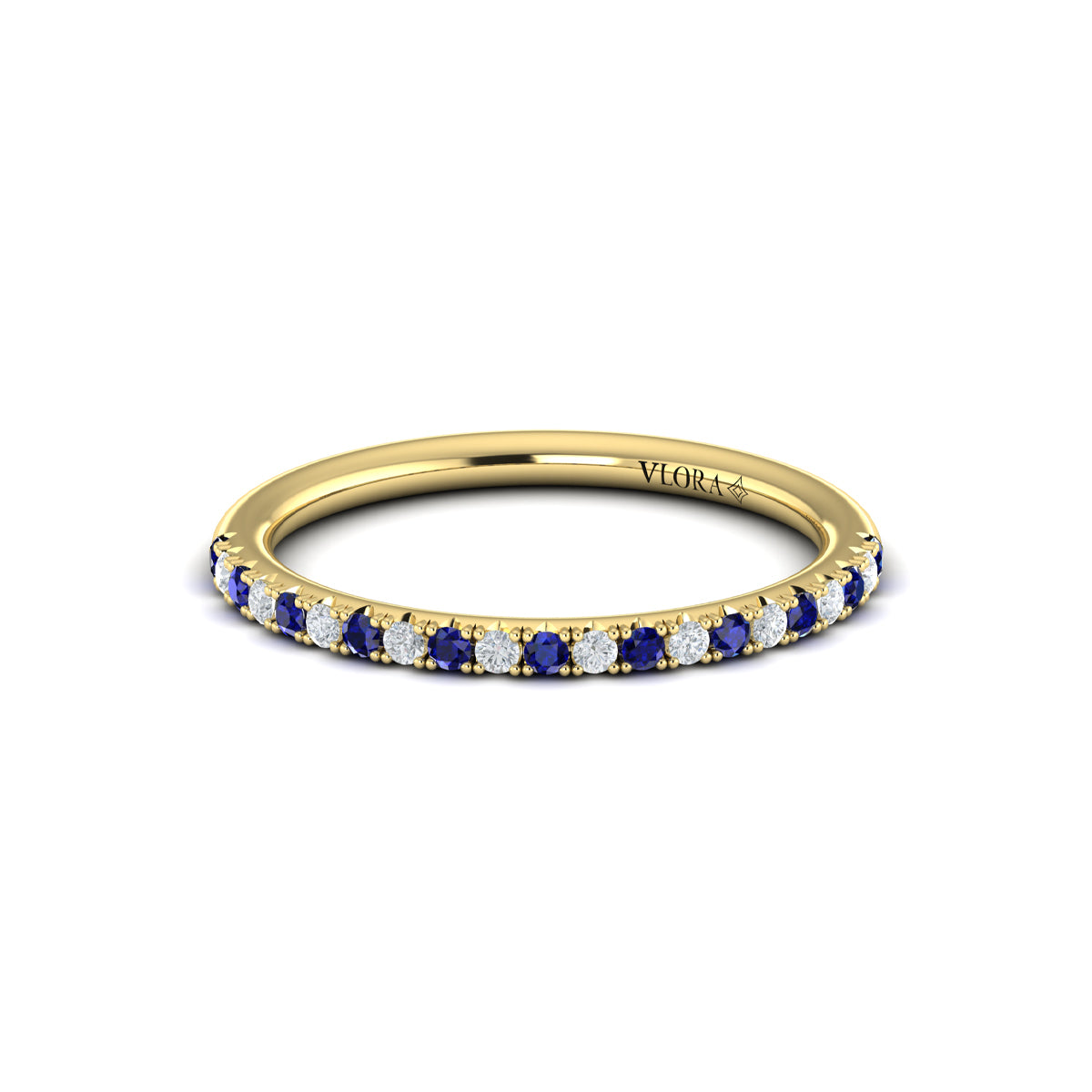 Slim Sapphire and Diamond Stackable Band