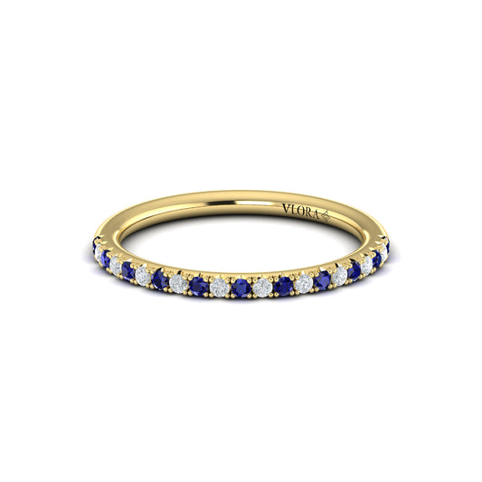 Slim Sapphire and Diamond Stackable Band
