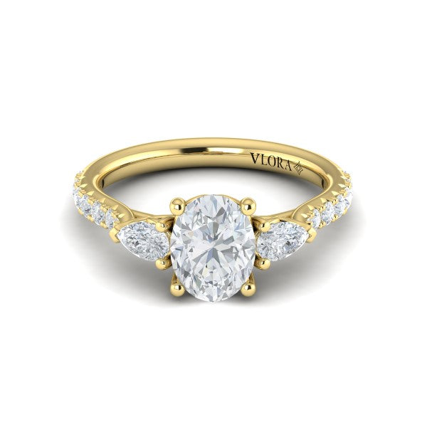 Graceful Trio Three Stone Engagement Ring
