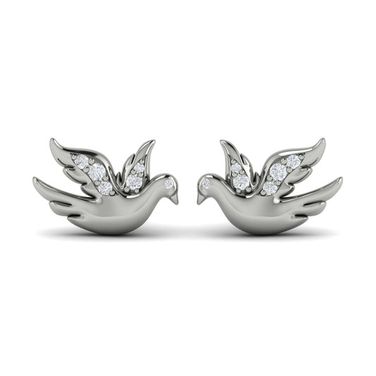 Diamond Dove Stud Earrings
