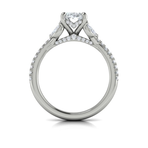 Enchanted Vine Oval Hidden Halo Engagement Ring