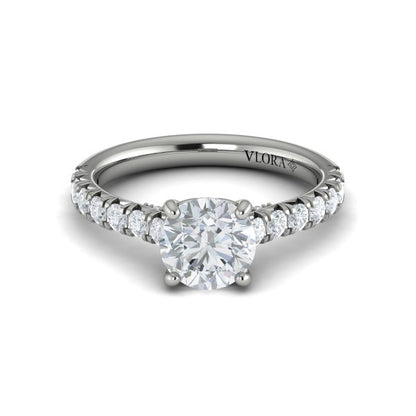 French Cathedral Round Diamond Engagement Ring