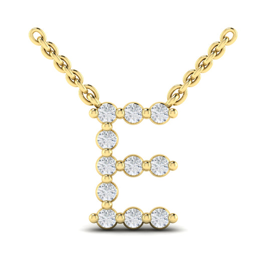 Diamond Alphabet Pendant Necklace, E