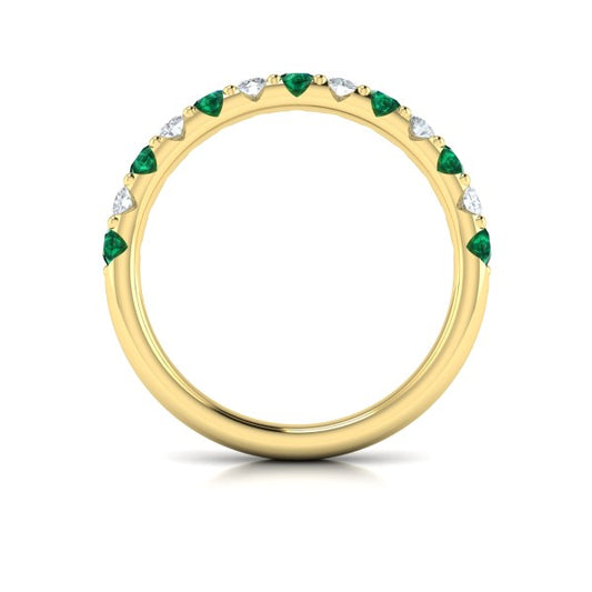 Emerald and Diamond Stackable Band