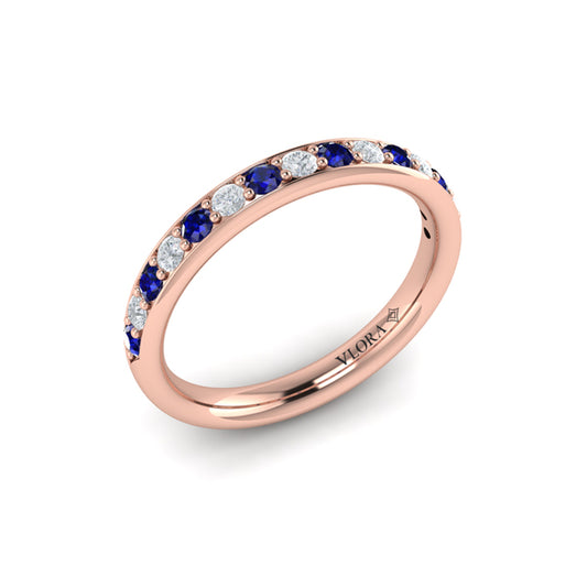 Delicate Sapphire and Diamond Stackable Band