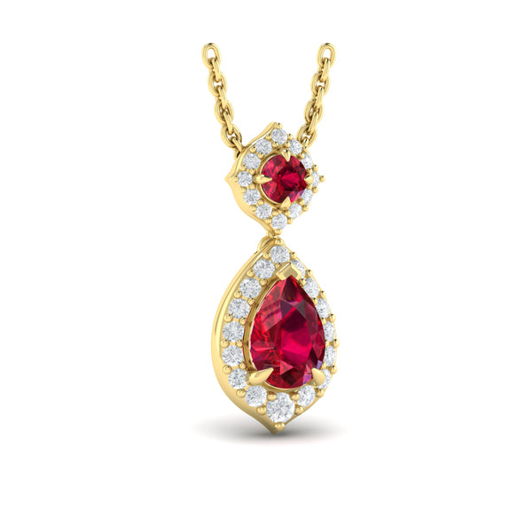 Tear Drop Ruby and Diamond Pendant