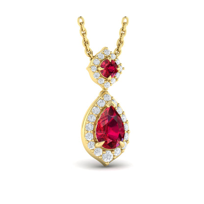 Tear Drop Ruby and Diamond Pendant