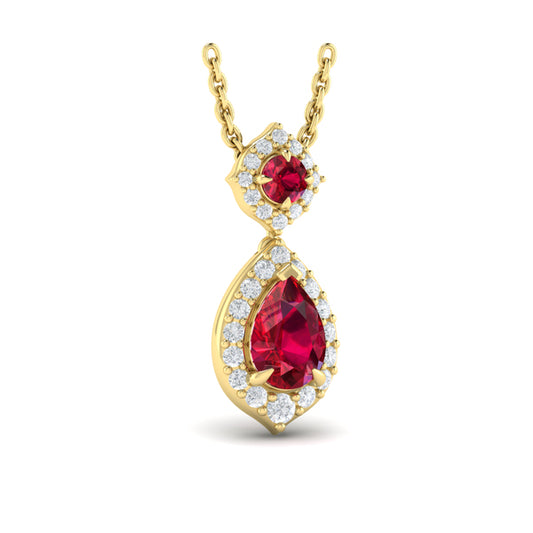 Tear Drop Ruby and Diamond Pendant