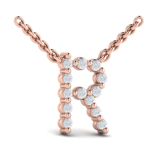 Diamond Alphabet Pendant Necklace, R