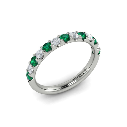 Emerald and Diamond Stackable Band