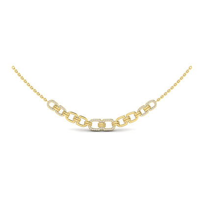 Multi Linked Curves with Diamond Accents Necklace