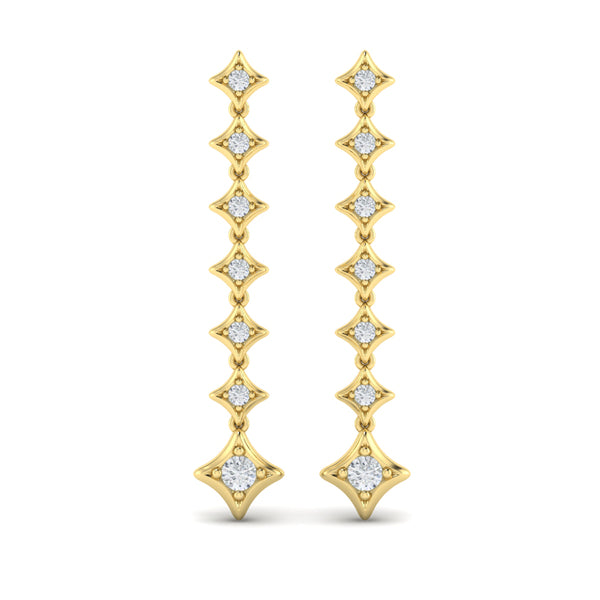 Diamond Vlora Star Long Drop Statement Earrings