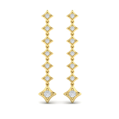 Diamond Vlora Star Long Drop Statement Earrings