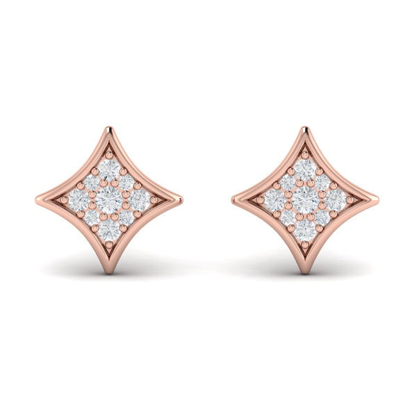 Channel Set Diamond Vlora Star Stud Earrings