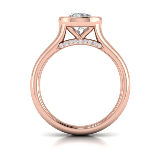 Contoured Bezel Diamond Engagement Ring