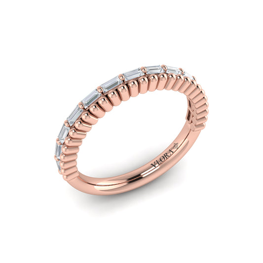 Baguette Diamond Beaded Edge Band