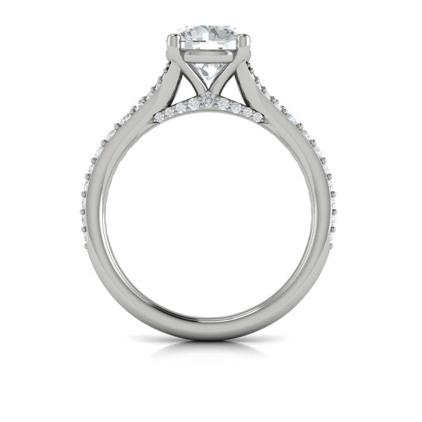 Round Classic, Split Shank Engagement Ring in Platinum by Vlora Bridal