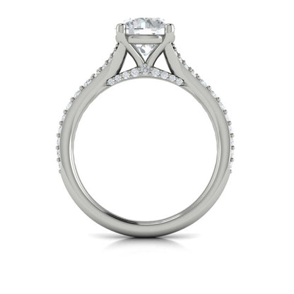 Round Classic, Split Shank Engagement Ring in Platinum by Vlora Bridal