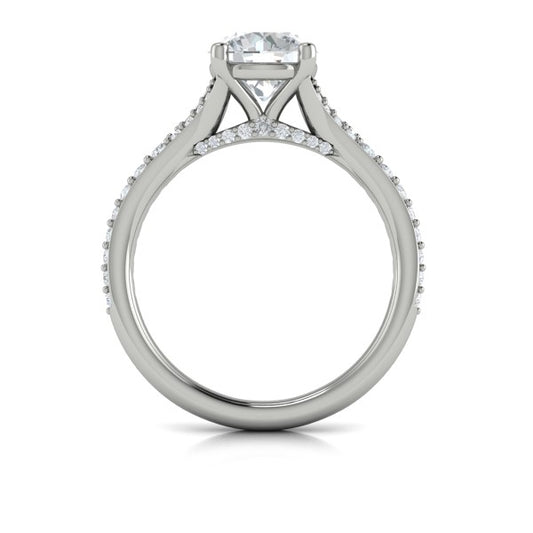 Round Classic, Split Shank Engagement Ring in Platinum by Vlora Bridal