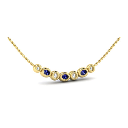 Diamond and Sapphire Rounded Bezel Pendant