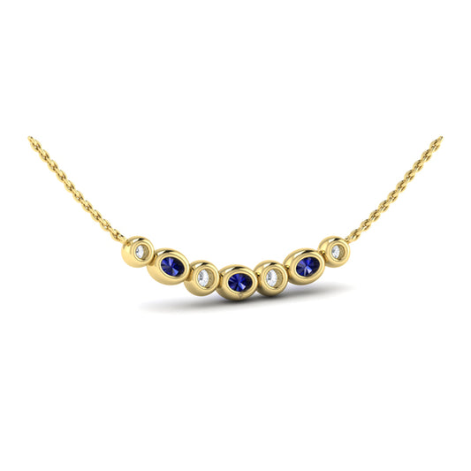 Diamond and Sapphire Rounded Bezel Pendant