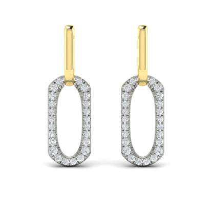 Diamond North South Open Oval Pendant Link Earrings