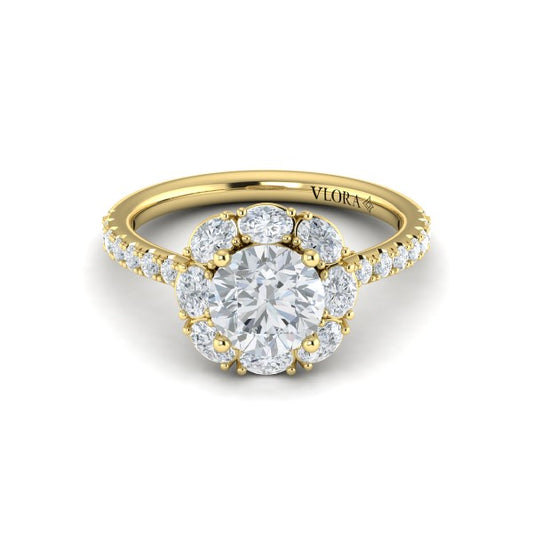 Unique Oval Halo Round Engagement Ring