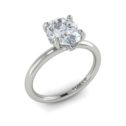 Oval Solitaire Engagement Ring in Platinum by Vlora Bridal