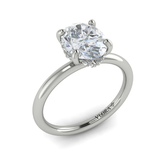 Oval Solitaire Engagement Ring in Platinum by Vlora Bridal
