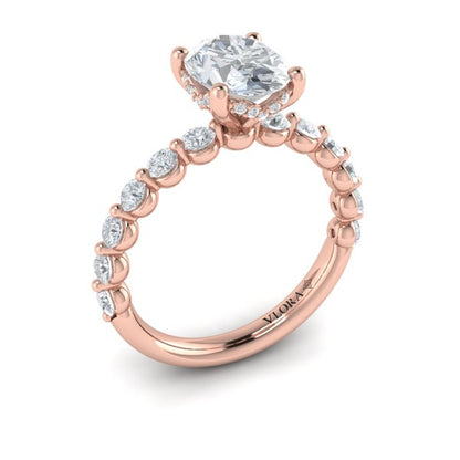 Classic Oval Engagement Ring with Floating Diamond Band