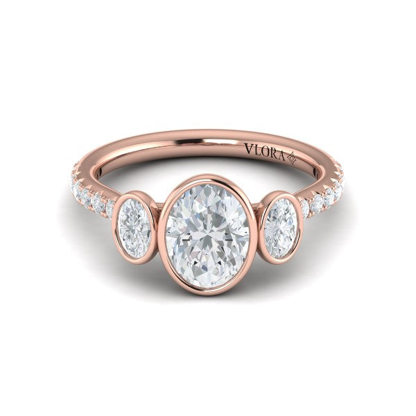 Trio Oval Bezel Engagement Ring