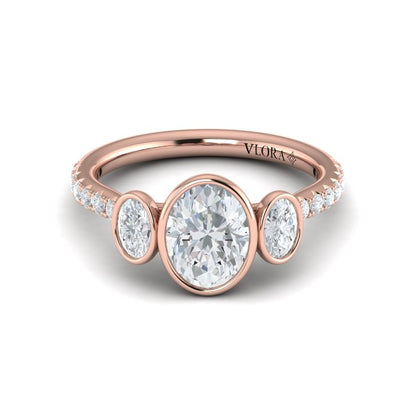 Trio Oval Bezel Engagement Ring