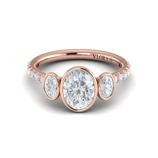 Trio Oval Bezel Engagement Ring