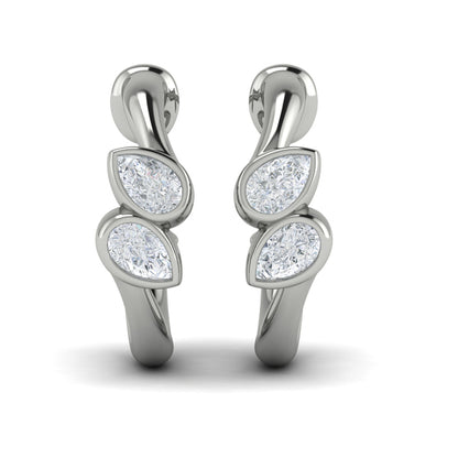 Pear Shaped Diamond Bezel‑Set Two‑Stone Sculpted Hoops