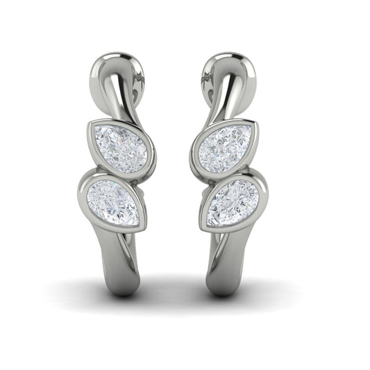 Pear Shaped Diamond Bezel‑Set Two‑Stone Sculpted Hoops