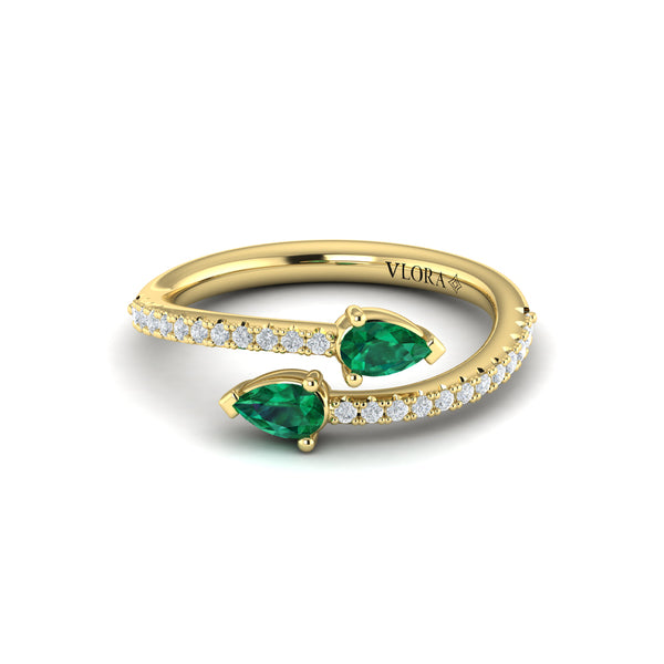 Diamond and Pear Emerald Wrap Ring
