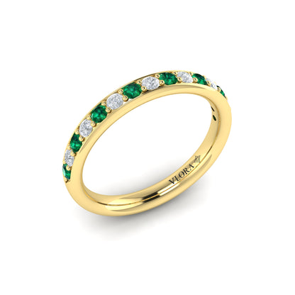 Delicate Emerald and Diamond Stackable Band