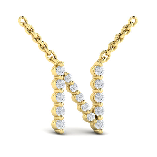 Diamond Alphabet Pendant Necklace, N