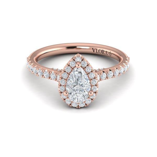 Pretty Pear Halo Engagement Ring