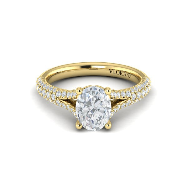 Splendid Cathedral Split Shank Oval Engagement Ring