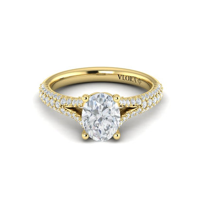 Splendid Cathedral Split Shank Oval Engagement Ring