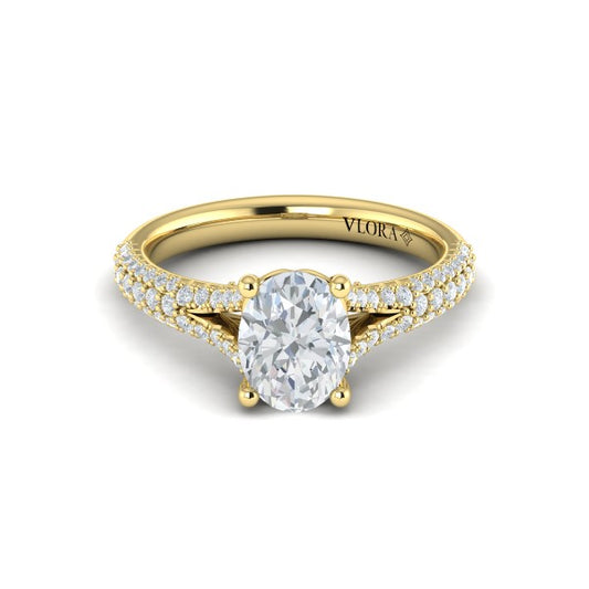 Splendid Cathedral Split Shank Oval Engagement Ring