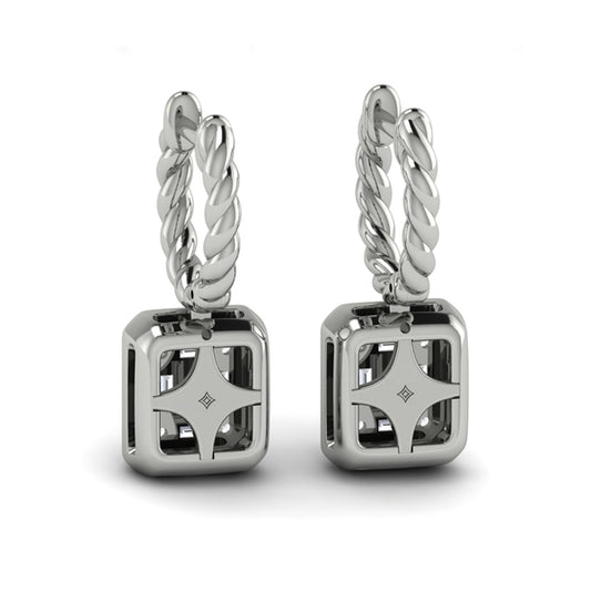 Multi Baguette and Round Diamond Drop Earrings