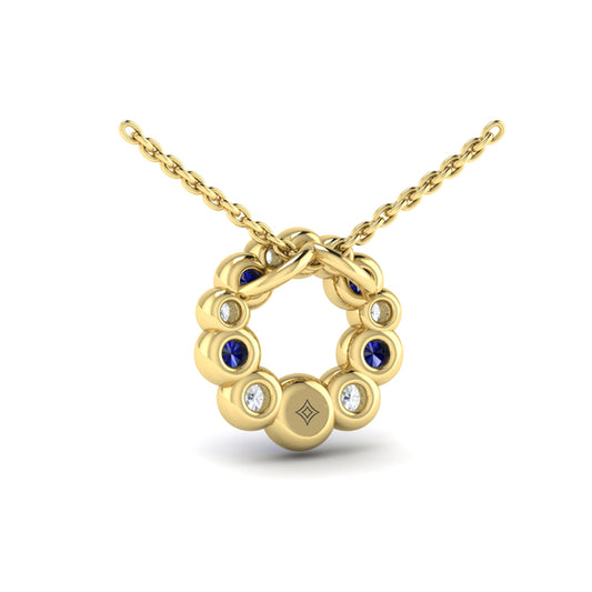 Diamond and Sapphire Circle Bezel Pendant